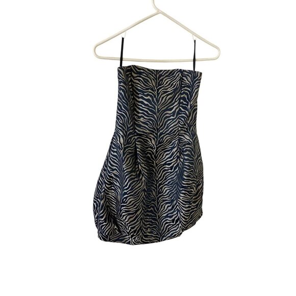 Cache Women's Strapless Sleeveless Zebra Print Mini Puff Dress - 4 - Picture 1 of 7